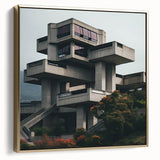 Brutalist Wall Art | Modern Geometric Architecture | Industrial Canvas Print