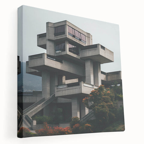 Brutalist Wall Art | Modern Geometric Architecture | Industrial Canvas Print