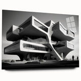 Brutalist Wall Art | Futuristic Concrete Architecture Geometric Print
