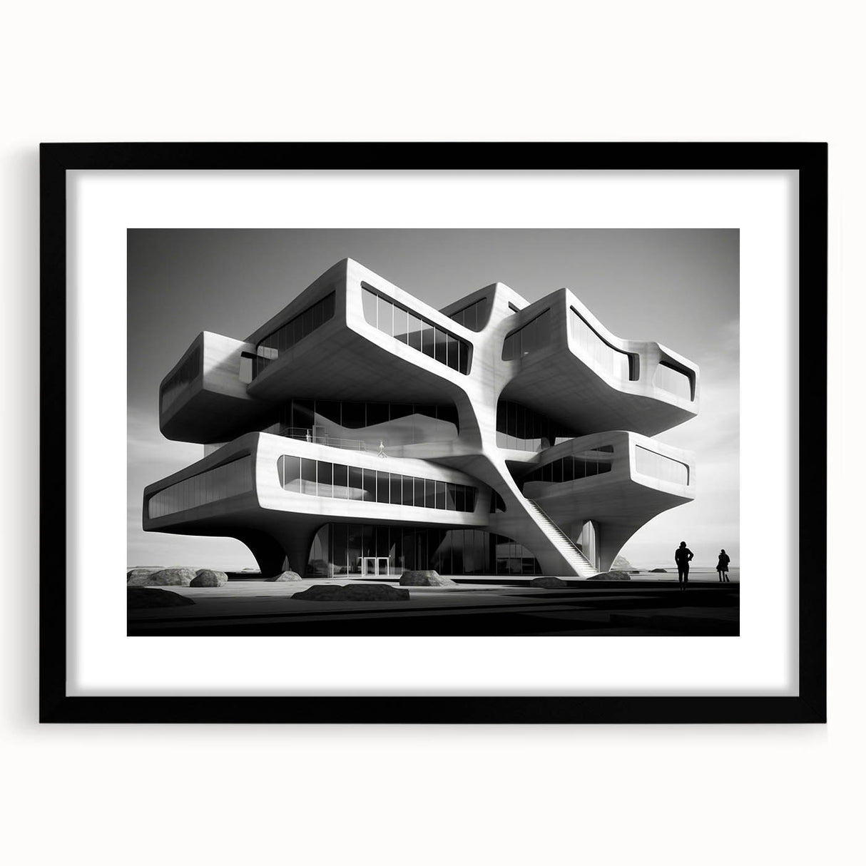 Brutalist Wall Art | Futuristic Concrete Architecture Geometric Print
