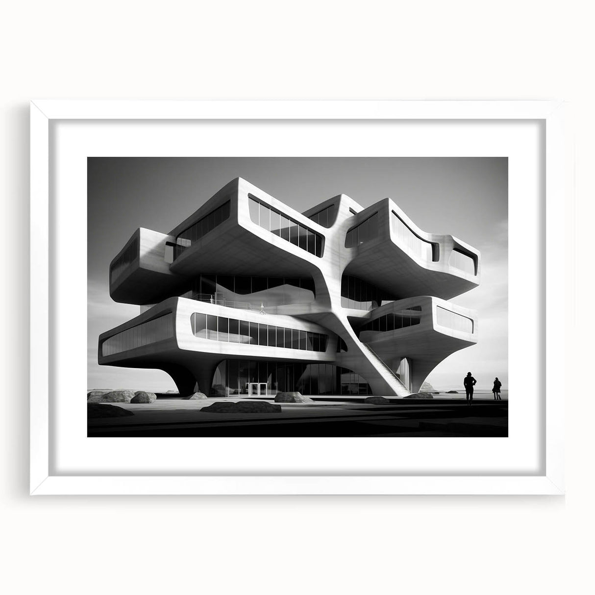 Brutalist Wall Art | Futuristic Concrete Architecture Geometric Print