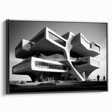 Brutalist Wall Art | Futuristic Concrete Architecture Geometric Print