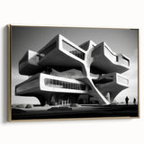Brutalist Wall Art | Futuristic Concrete Architecture Geometric Print