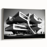 Brutalist Wall Art | Futuristic Concrete Architecture Geometric Print