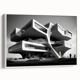Brutalist Wall Art | Futuristic Concrete Architecture Geometric Print