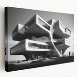 Brutalist Wall Art | Futuristic Concrete Architecture Geometric Print