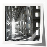 Brutalist Wall Art | Modern Industrial Geometric Tunnel | Concrete Aesthetic