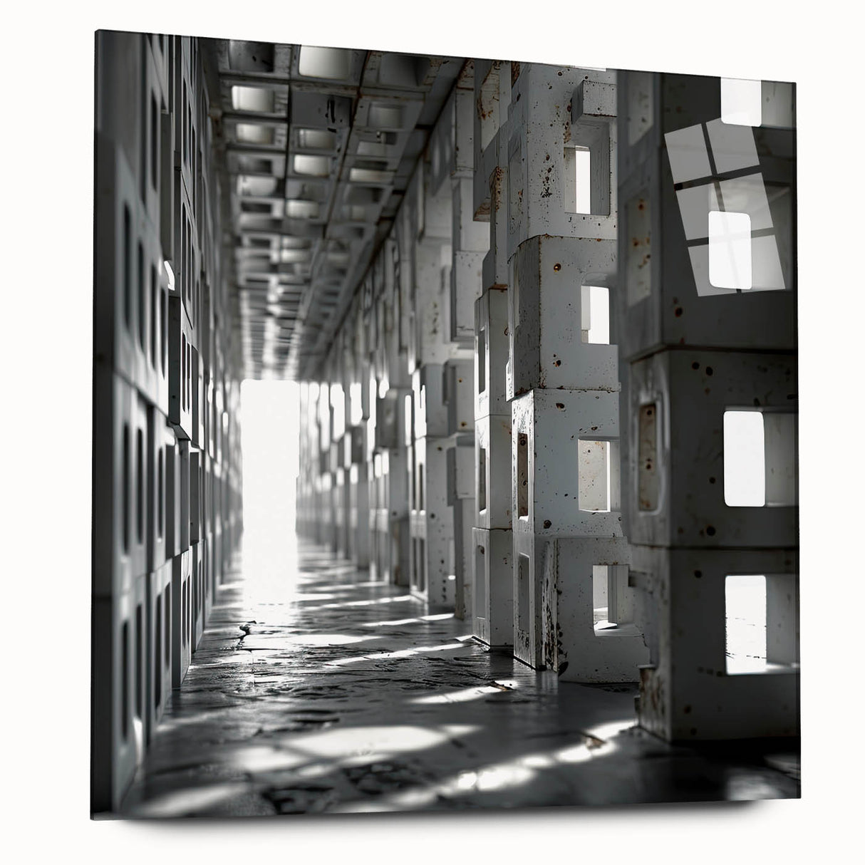 Brutalist Wall Art | Modern Industrial Geometric Tunnel | Concrete Aesthetic