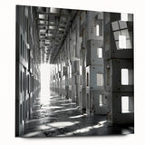 Brutalist Wall Art | Modern Industrial Geometric Tunnel | Concrete Aesthetic