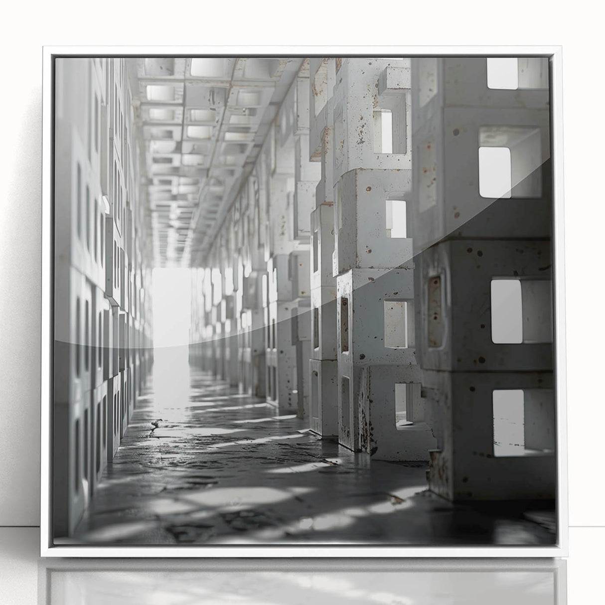 Brutalist Wall Art | Modern Industrial Geometric Tunnel | Concrete Aesthetic