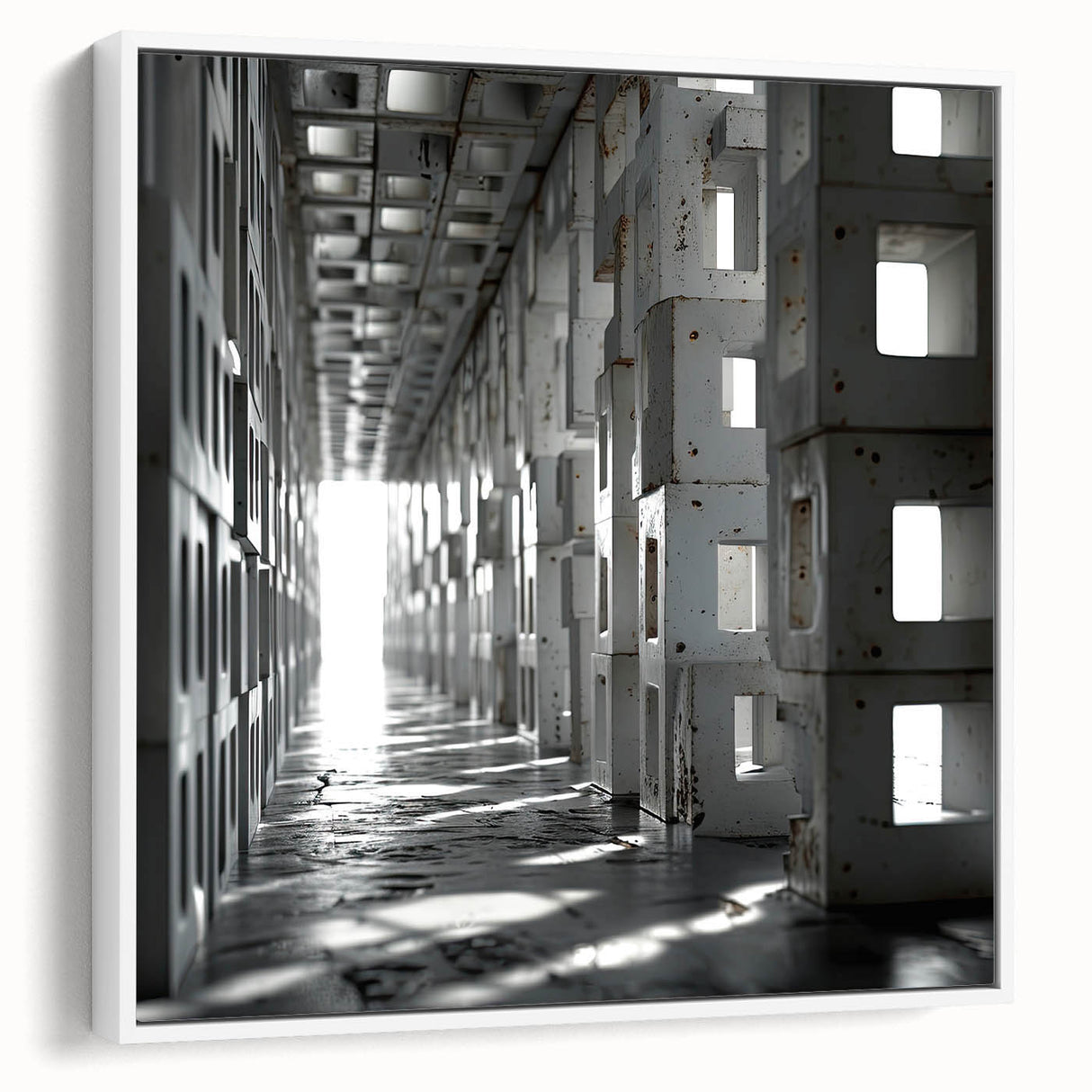 Brutalist Wall Art | Modern Industrial Geometric Tunnel | Concrete Aesthetic