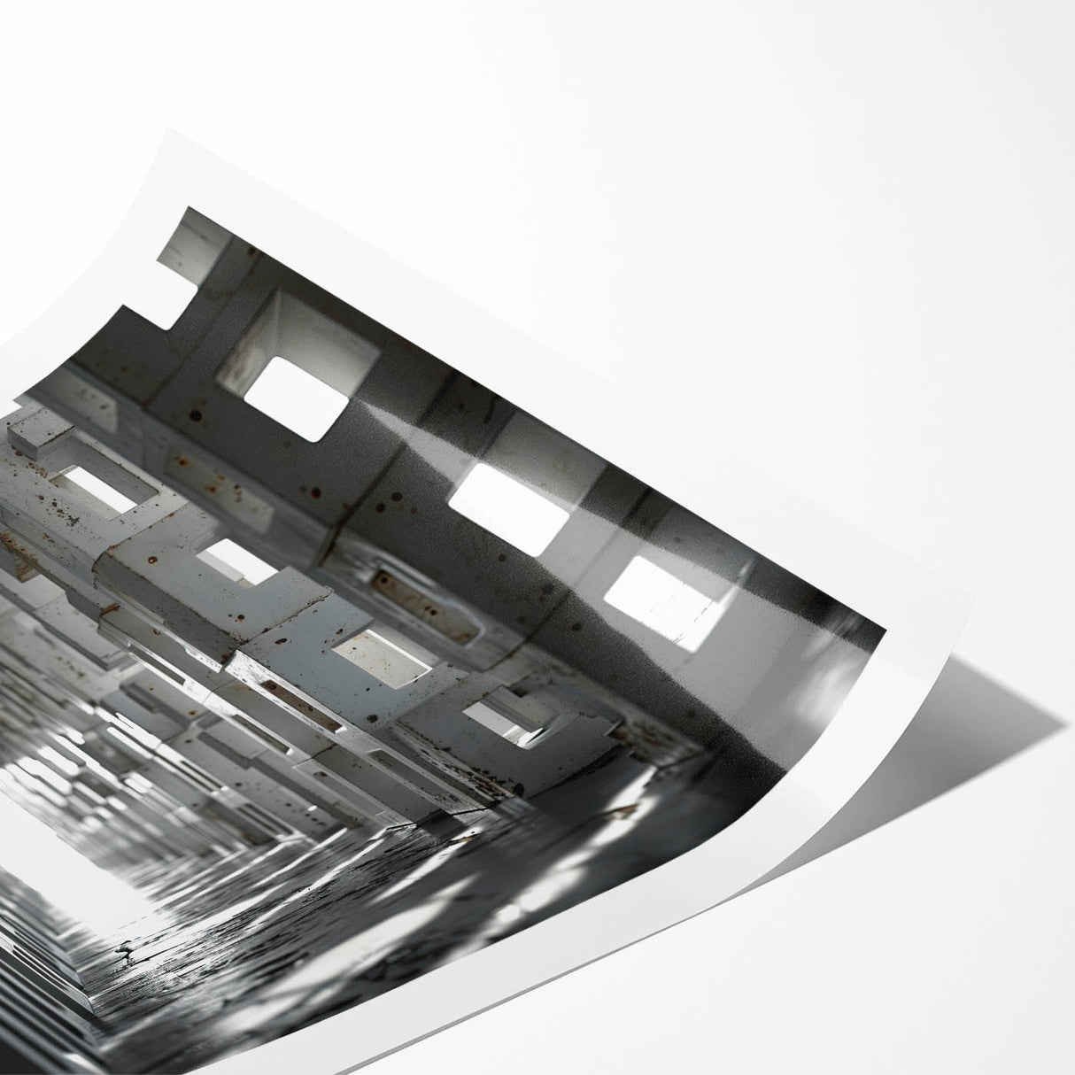Brutalist Wall Art | Modern Industrial Geometric Tunnel | Concrete Aesthetic