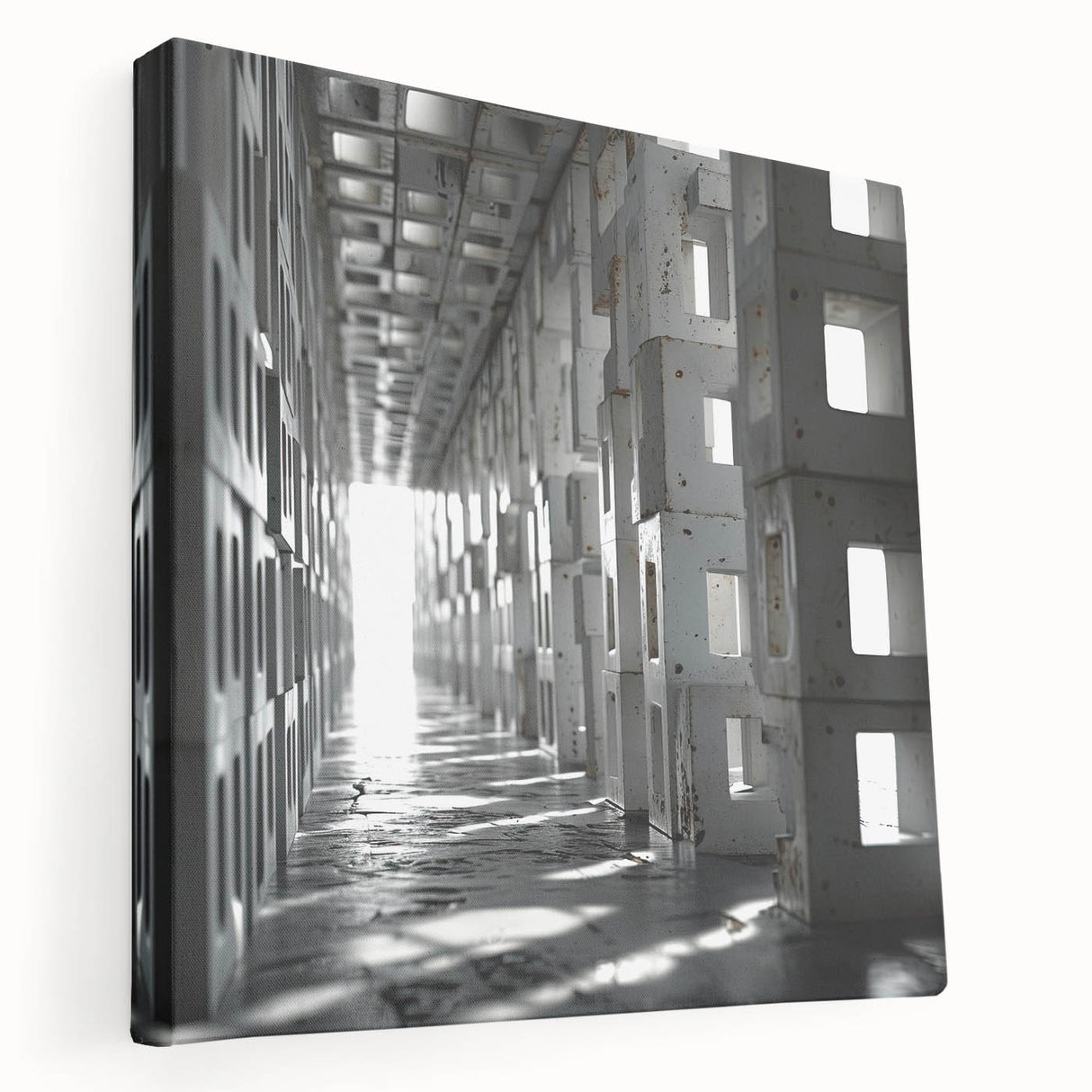 Brutalist Wall Art | Modern Industrial Geometric Tunnel | Concrete Aesthetic