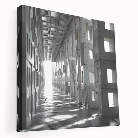 Brutalist Wall Art | Modern Industrial Geometric Tunnel | Concrete Aesthetic