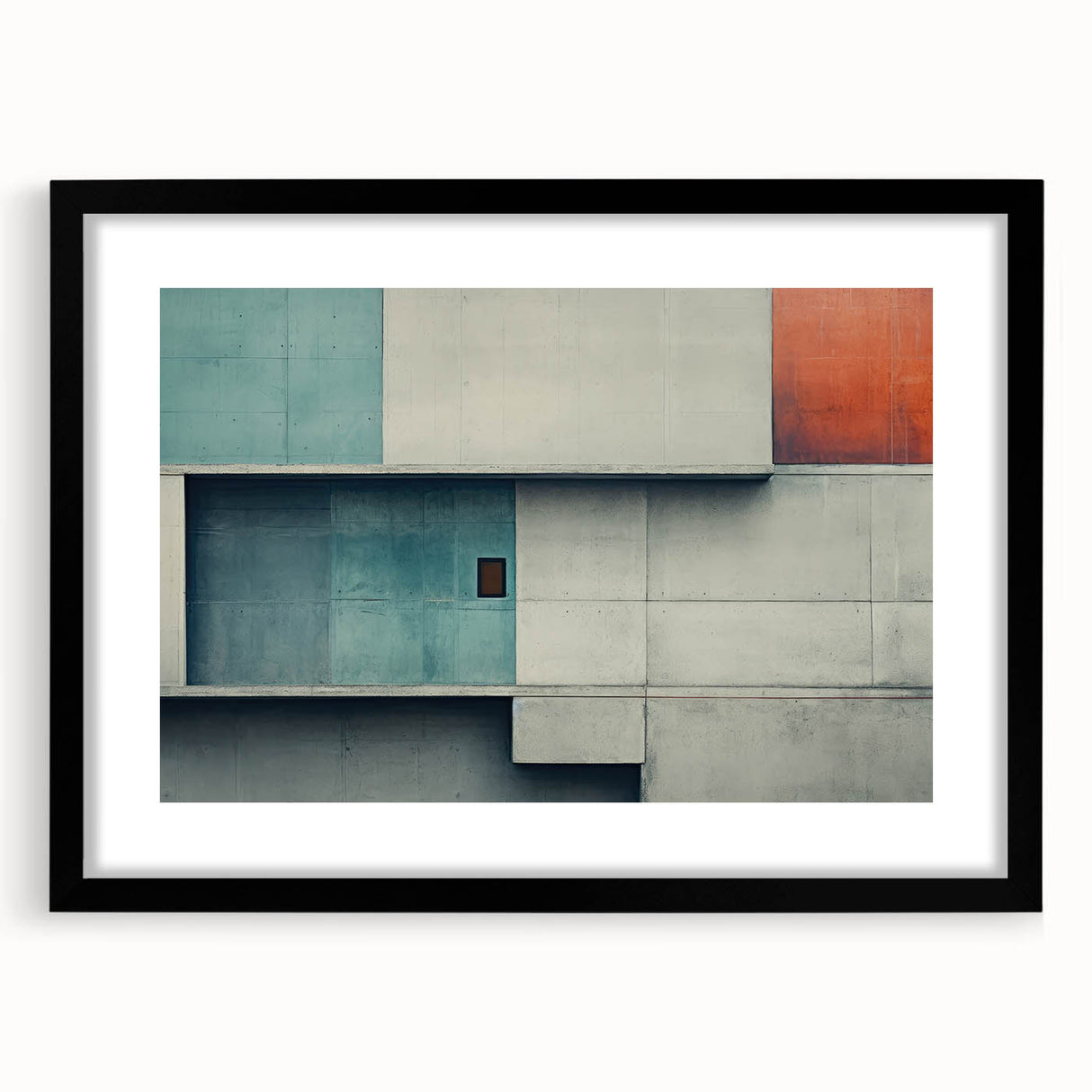 Brutalist Wall Art | Abstract Geometric Concrete Design with Color Blocks