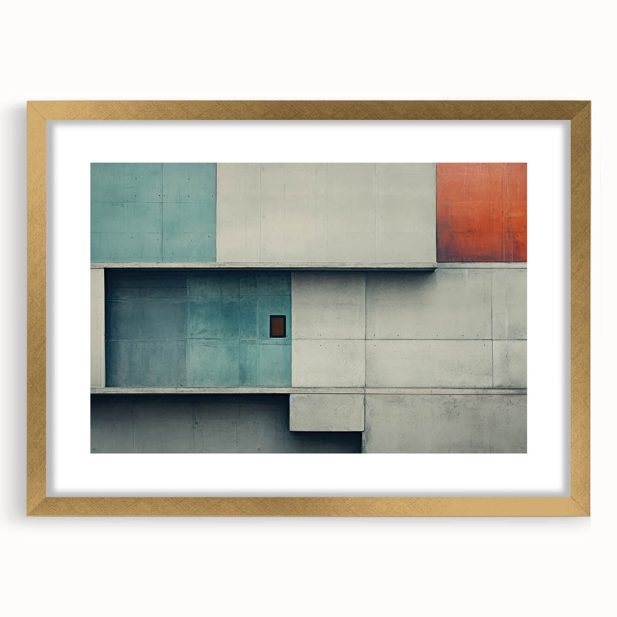 Brutalist Wall Art | Abstract Geometric Concrete Design with Color Blocks