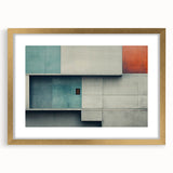 Brutalist Wall Art | Abstract Geometric Concrete Design with Color Blocks