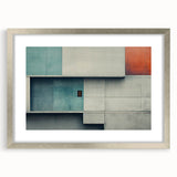Brutalist Wall Art | Abstract Geometric Concrete Design with Color Blocks