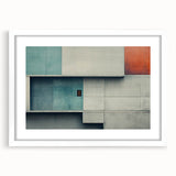 Brutalist Wall Art | Abstract Geometric Concrete Design with Color Blocks