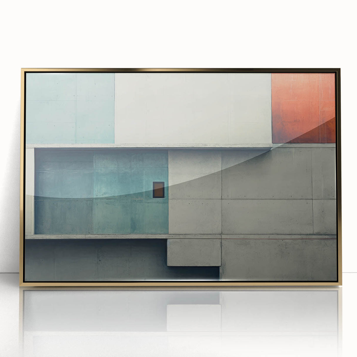 Brutalist Wall Art | Abstract Geometric Concrete Design with Color Blocks