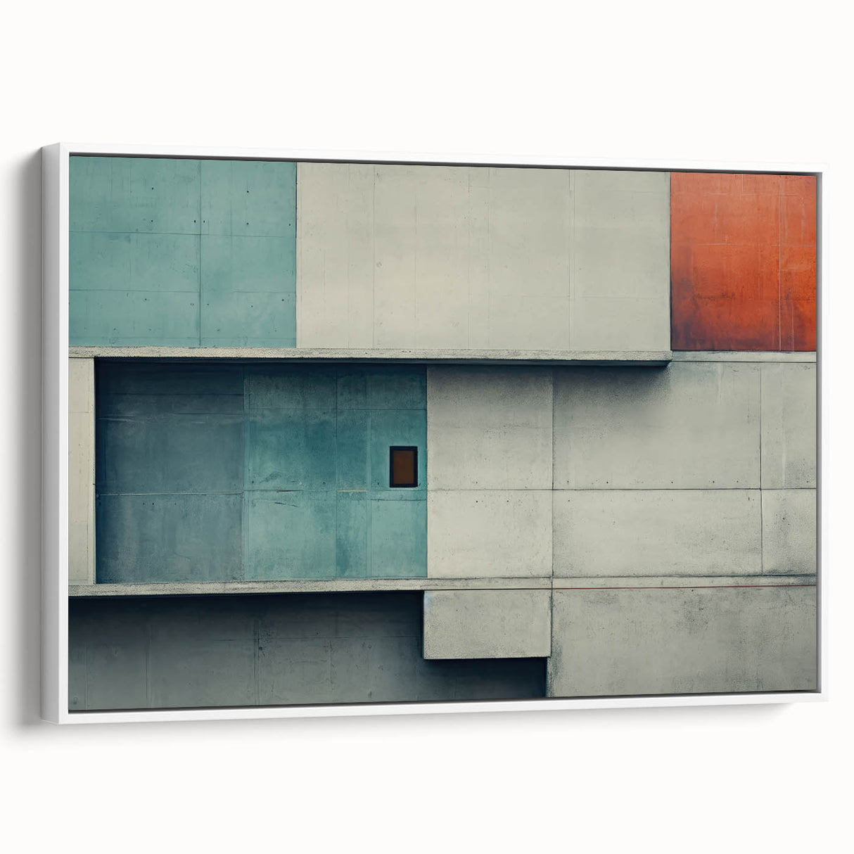 Brutalist Wall Art | Abstract Geometric Concrete Design with Color Blocks