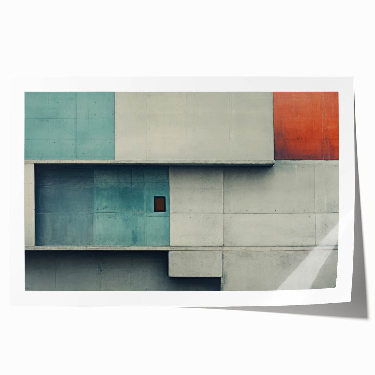 Brutalist Wall Art | Abstract Geometric Concrete Design with Color Blocks
