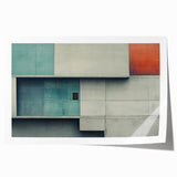 Brutalist Wall Art | Abstract Geometric Concrete Design with Color Blocks