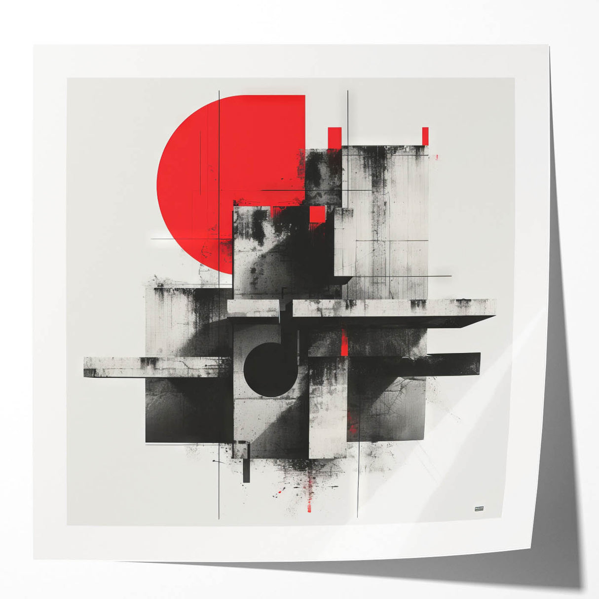 Brutalist Wall Art | Geometric Concrete Abstract | Industrial Canvas Print