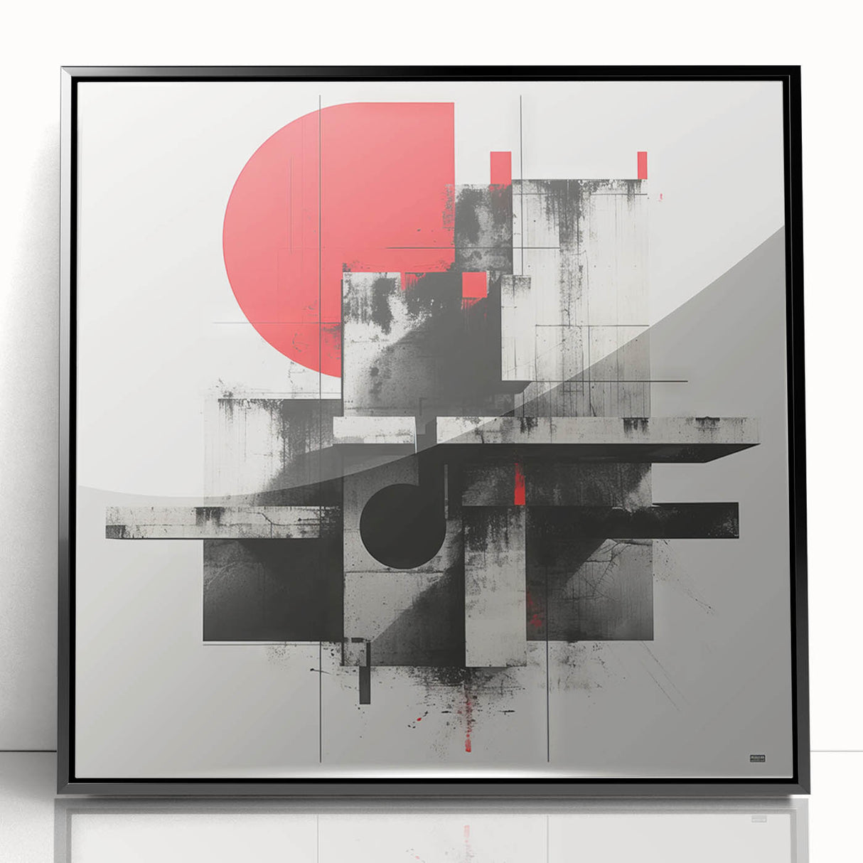 Brutalist Wall Art | Geometric Concrete Abstract | Industrial Canvas Print
