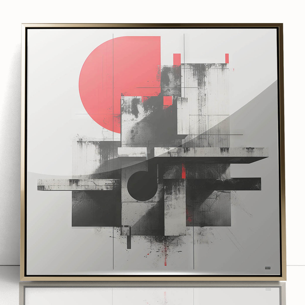 Brutalist Wall Art | Geometric Concrete Abstract | Industrial Canvas Print