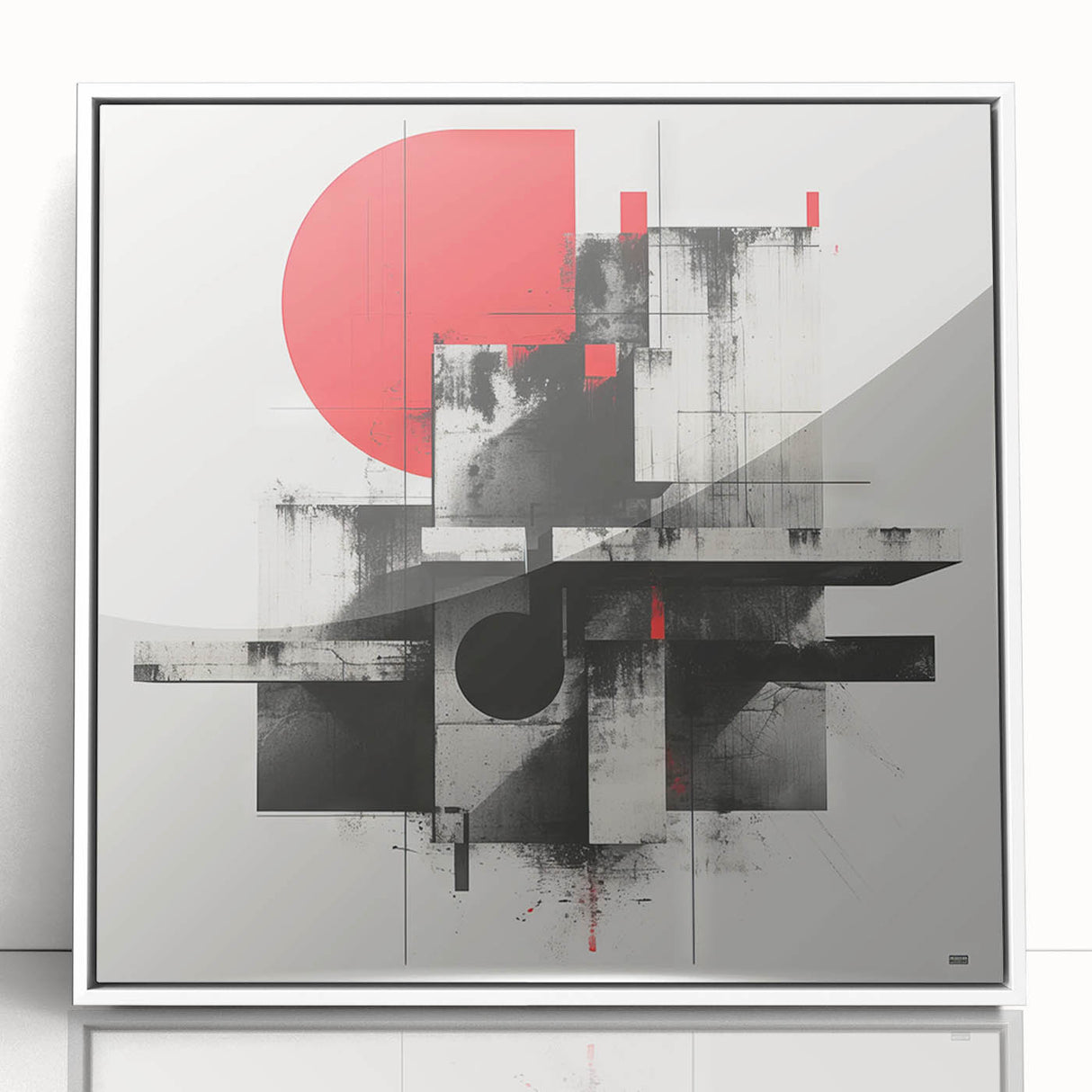 Brutalist Wall Art | Geometric Concrete Abstract | Industrial Canvas Print