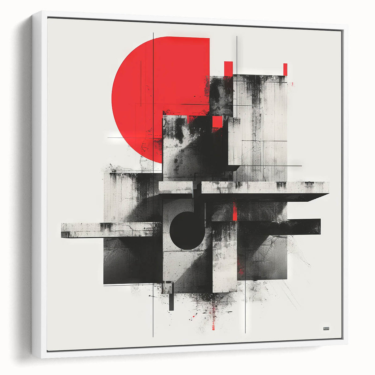 Brutalist Wall Art | Geometric Concrete Abstract | Industrial Canvas Print