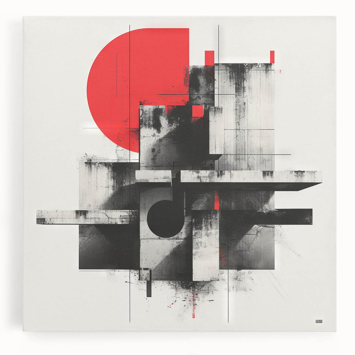 Brutalist Wall Art | Geometric Concrete Abstract | Industrial Canvas Print