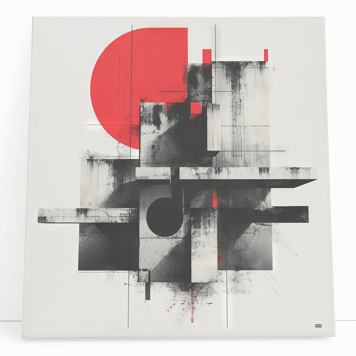 Brutalist Wall Art | Geometric Concrete Abstract | Industrial Canvas Print