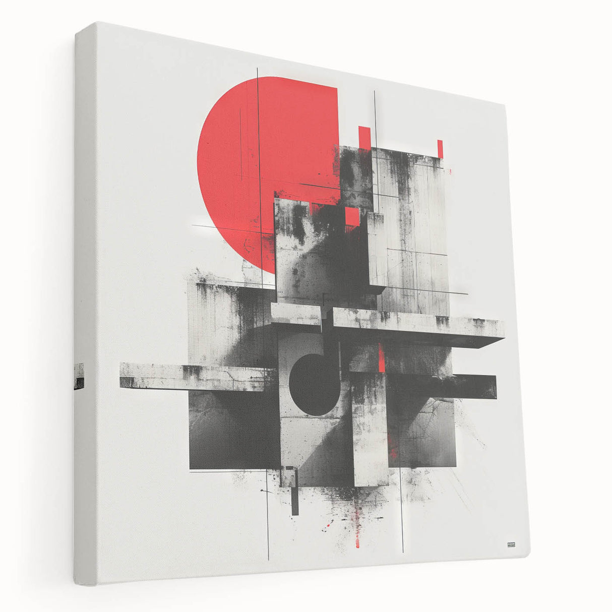 Brutalist Wall Art | Geometric Concrete Abstract | Industrial Canvas Print