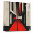 Brutalist Wall Art | Geometric Concrete Structure | Red Abstract Canvas Print