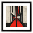 Brutalist Wall Art | Geometric Concrete Structure | Red Abstract Canvas Print