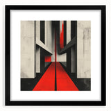 Brutalist Wall Art | Geometric Concrete Structure | Red Abstract Canvas Print