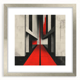 Brutalist Wall Art | Geometric Concrete Structure | Red Abstract Canvas Print