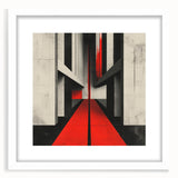 Brutalist Wall Art | Geometric Concrete Structure | Red Abstract Canvas Print