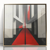 Brutalist Wall Art | Geometric Concrete Structure | Red Abstract Canvas Print