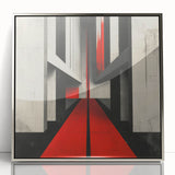 Brutalist Wall Art | Geometric Concrete Structure | Red Abstract Canvas Print
