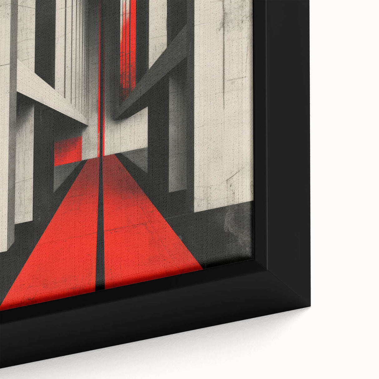 Brutalist Wall Art | Geometric Concrete Structure | Red Abstract Canvas Print