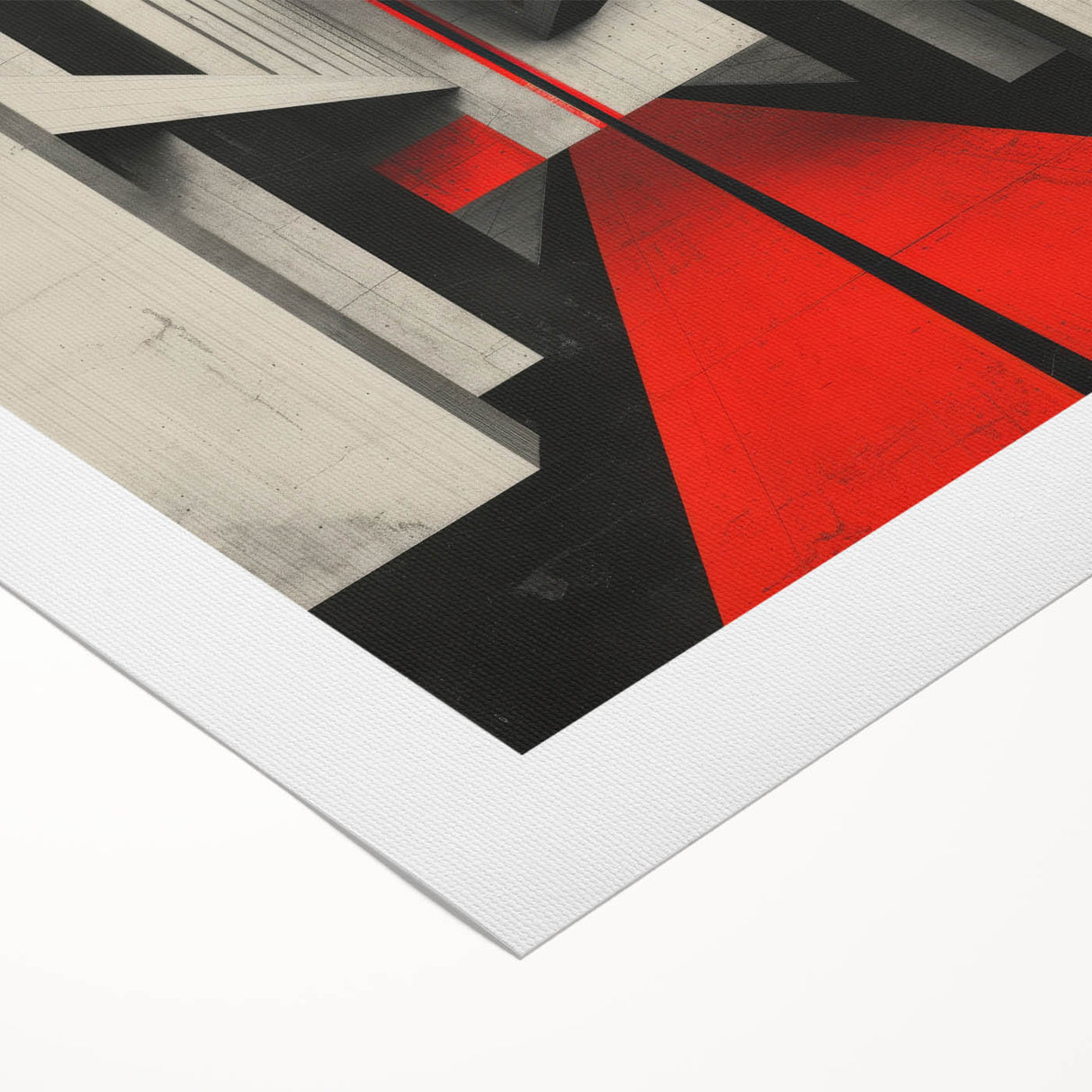Brutalist Wall Art | Geometric Concrete Structure | Red Abstract Canvas Print