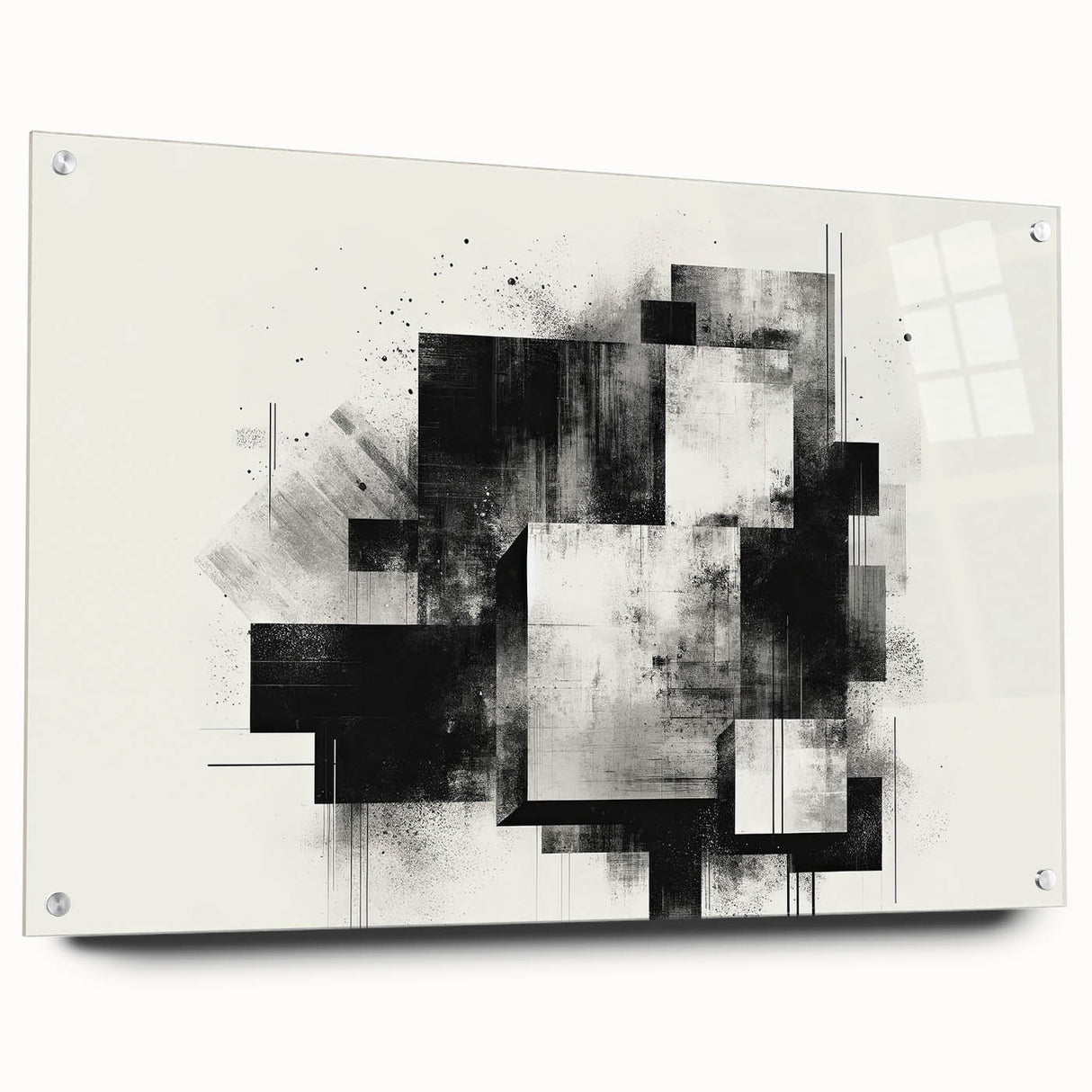 Brutalist Wall Art | Abstract Geometric Black and White Industrial Print
