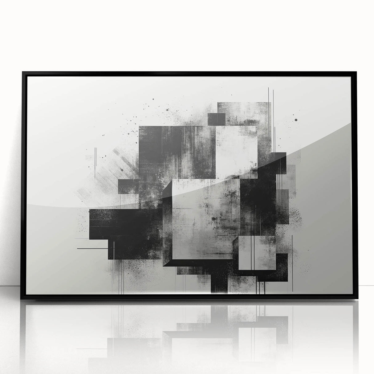 Brutalist Wall Art | Abstract Geometric Black and White Industrial Print