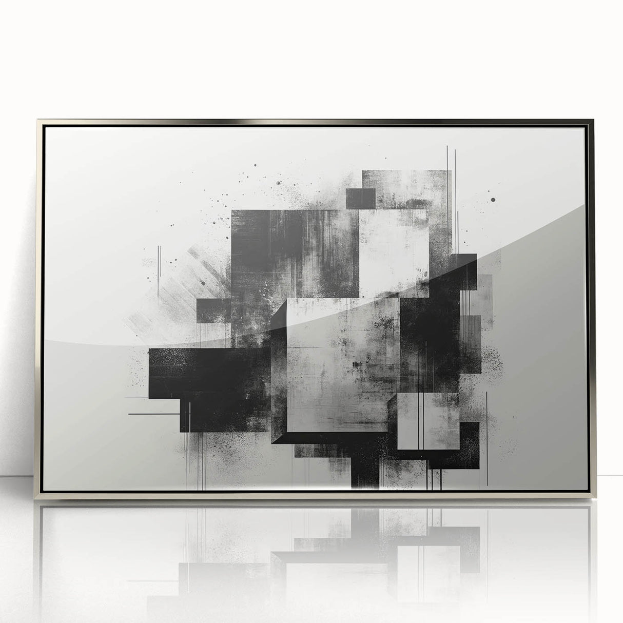 Brutalist Wall Art | Abstract Geometric Black and White Industrial Print