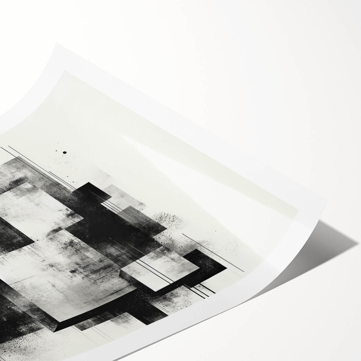 Brutalist Wall Art | Abstract Geometric Black and White Industrial Print