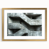 Brutalist Wall Art | Raw Concrete Geometric Structure Industrial Print