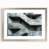 Brutalist Wall Art | Raw Concrete Geometric Structure Industrial Print
